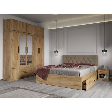Set dormitor complet Stejar Auriu - Madrid - C23