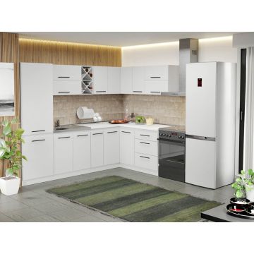 Mobila Bucatarie alba Sofi pe colt - 65 - 270/160 cm