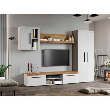 Set Mobilier Living Alb cu Stejar Auriu-Olaf-C03