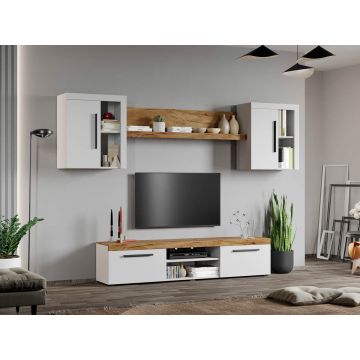Set Mobilier Living Alb cu Stejar Auriu-Olaf-C11