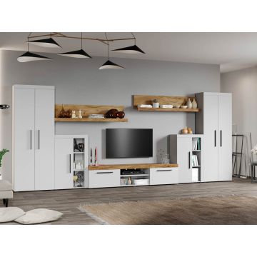 Set Mobilier Living Alb cu Stejar Auriu-Olaf-C13
