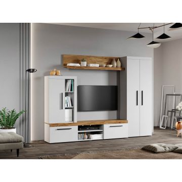 Set Mobilier Living Alb cu Stejar Auriu-Olaf-C01