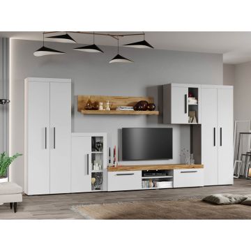 Set Mobilier Living Alb cu Stejar Auriu-Olaf-C09