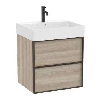 Set mobilier Roca Inspira cu lavoar si dulap baza cu doua sertare 60cm pin alb