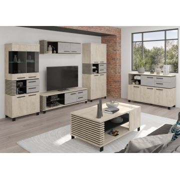 Lamir Set 2 Stejar Endgrain/Beton Gr/Negru