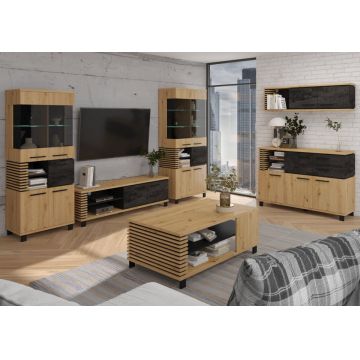Lamir Set 3 Stejar Artisan/Beton Negru/Negru
