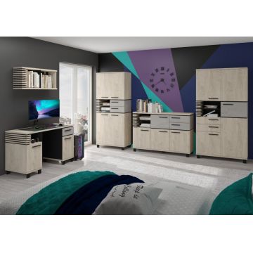 Lamir Set 4 Stejar Endgrain/Beton Gr/Negru
