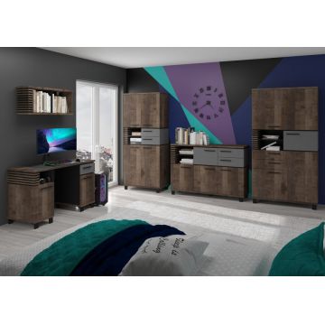Lamir Set 4 Stejar Grange/Grafit/Negru