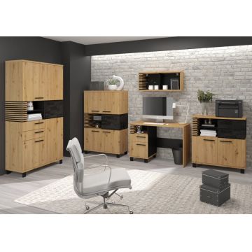 Lamir Set 5 Stejar Artisan/Beton Negru/Negru