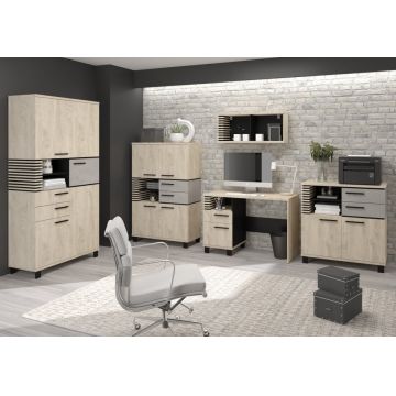 Lamir Set 5 Stejar Endgrain/Beton Gr/Negru