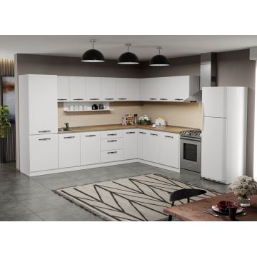 Mobila Bucatarie pe colt alba Aroma - 23 - 320x200 cm