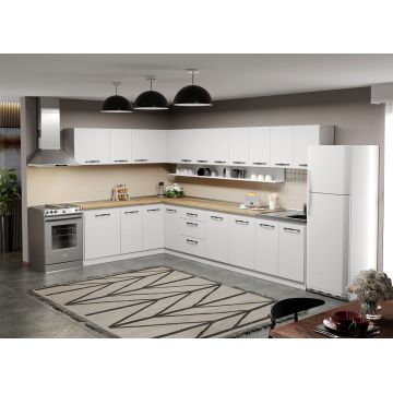 Mobila Bucatarie pe colt alba Aroma - 26 - 200x340 cm