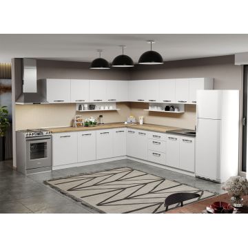 Mobila Bucatarie pe colt alba Aroma - 29 - 260x280 cm