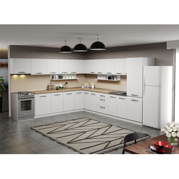 Mobila Bucatarie pe colt alba Aroma - 33 - 320x340 cm