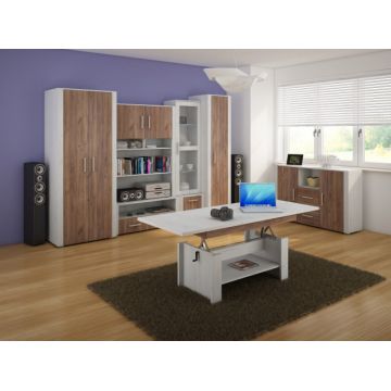 Notti Set2 (Mobila Sufragerie De Perete) Cr.White/Cr.Tobaco/Cr.White