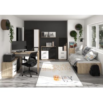 Pax Set 4 Stejar Endgrain/Alb/Beton Negru