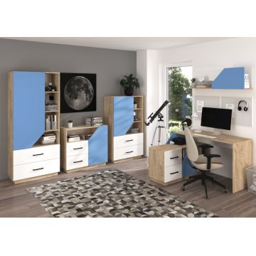 Pax Set 5 Stejar Endgrain/Alb/Albastru Luminos