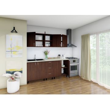 Set bucatarie Star, lungime 200 cm, Culoare Wenge, Pal 18mm