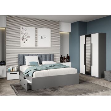 Set dormitor Alb cu Gri fara comoda - Dallas - C20 Set dormitor Alb cu Gri fara comoda - Dallas - C20