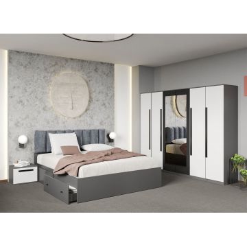 Set dormitor Alb cu Gri fara comoda- Dallas - C36