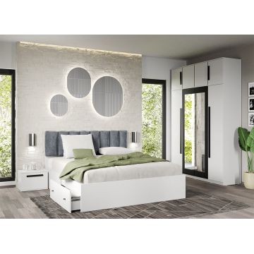 Set dormitor Alb fara comoda - Dallas - C07 Set dormitor Alb fara comoda - Dallas - C07