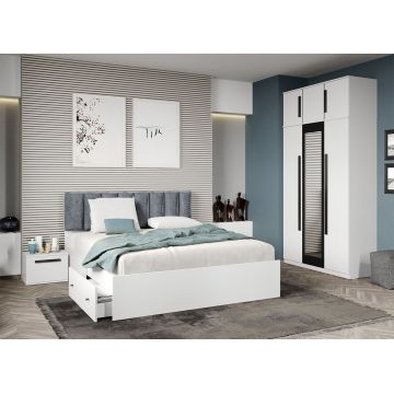 Set dormitor Alb fara comoda - Dallas - C23 Set dormitor Alb fara comoda - Dallas - C23
