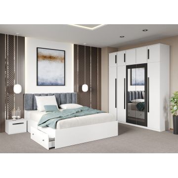 Set dormitor Alb fara comoda - Dallas - C55 Set dormitor Alb fara comoda - Dallas - C55