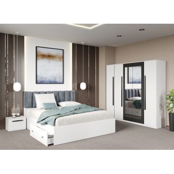 Set dormitor Alb fara comoda - Dallas - C56 Set dormitor Alb fara comoda - Dallas - C56