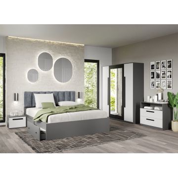 Set dormitor complet Alb cu Gri - Dallas - C02