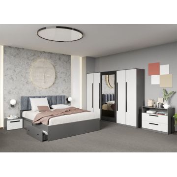 Set dormitor complet Alb cu Gri - Dallas - C34