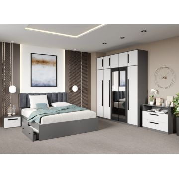 Set dormitor complet Alb cu Gri- Dallas - C49
