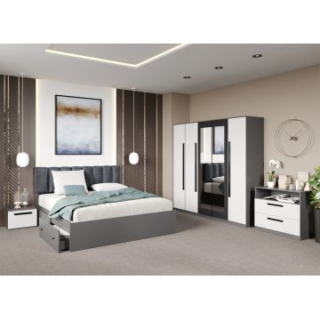 Set dormitor complet Alb cu Gri - Dallas - C50