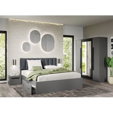 Set dormitor Gri fara comoda - Dallas - C16