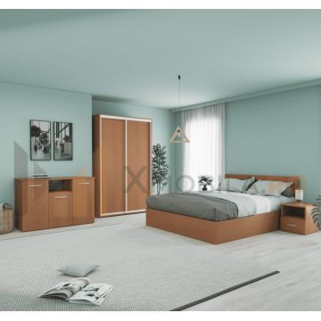 Set Dormitor Smart, Material Pal 18mm, Culoare Cires