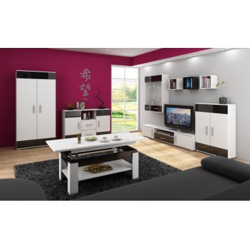 Solar (Mobila Sufragerie De Perete) White/Black High Gloss