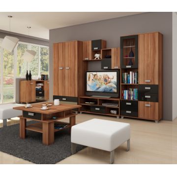 Solo Set 1 (Mobila Sufragerie De Perete) Plum/Black High Gloss