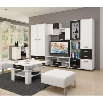 Solo Set 1 (Mobila Sufragerie De Perete) White/Black High Gloss
