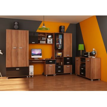 Solo Set 2 (Mobila Sufragerie De Perete) Plum/Black High Gloss