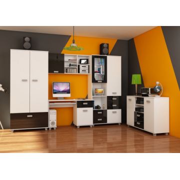 Solo Set 2 (Mobila Sufragerie De Perete) White/Black High Gloss