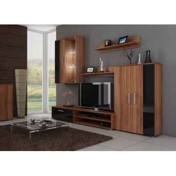 Stella (Mobila Sufragerie De Perete) Plum/Black High Gloss
