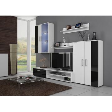 Stella (Mobila Sufragerie De Perete) White/Black High Gloss