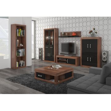 Verin Set 10 (Mobila Sufragerie De Perete) Plum/Black High Gloss