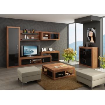 Verin Set 2 (Mobila Sufragerie De Perete) Plum/Black High Gloss
