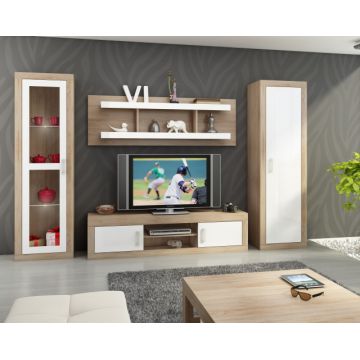 Verin Set 4 (Mobila Sufragerie De Perete) S.Bright/White High Gloss