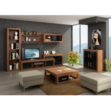 Verin Set 6 (Mobila Sufragerie De Perete) Plum/Black High Gloss