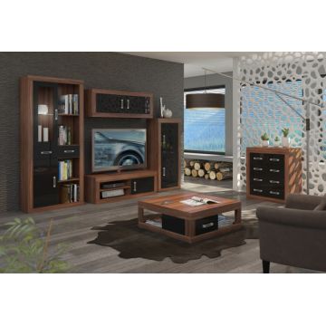 Verin Set 8 (Mobila Sufragerie De Perete) Plum/Black High Gloss