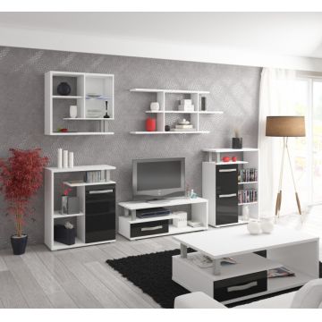 Angel Set 1 (Mobila Sufragerie De Perete) White/Black High Gloss