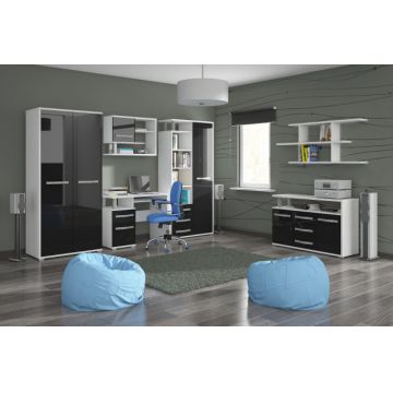 Angel Set 2 (Mobila Sufragerie De Perete) White/Black High Gloss