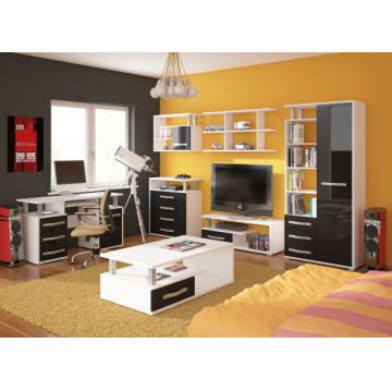 Angel Set 3 (Mobila Sufragerie De Perete) White/Black High Gloss