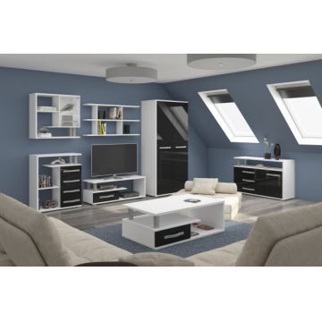 Angel Set 4 (Mobila Sufragerie De Perete) White/Black High Gloss